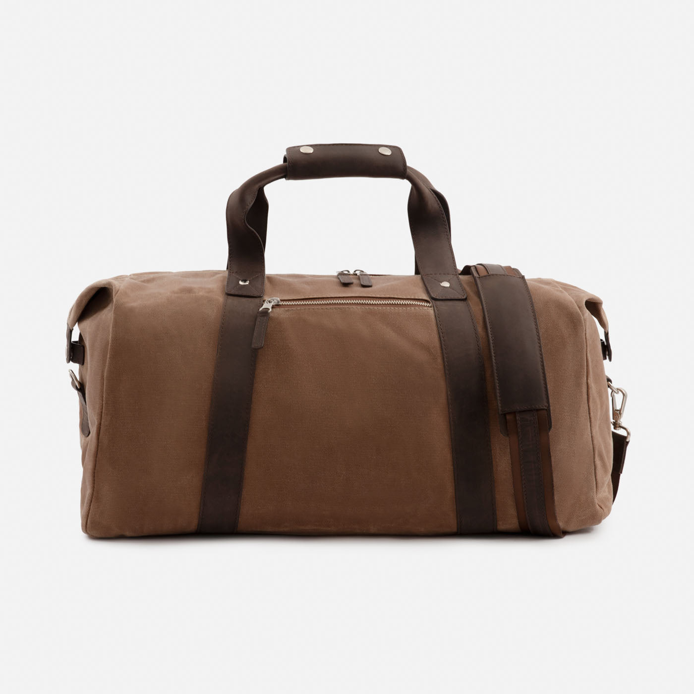 Men's Waxed Canvas Duffel Bag with Leather Accents