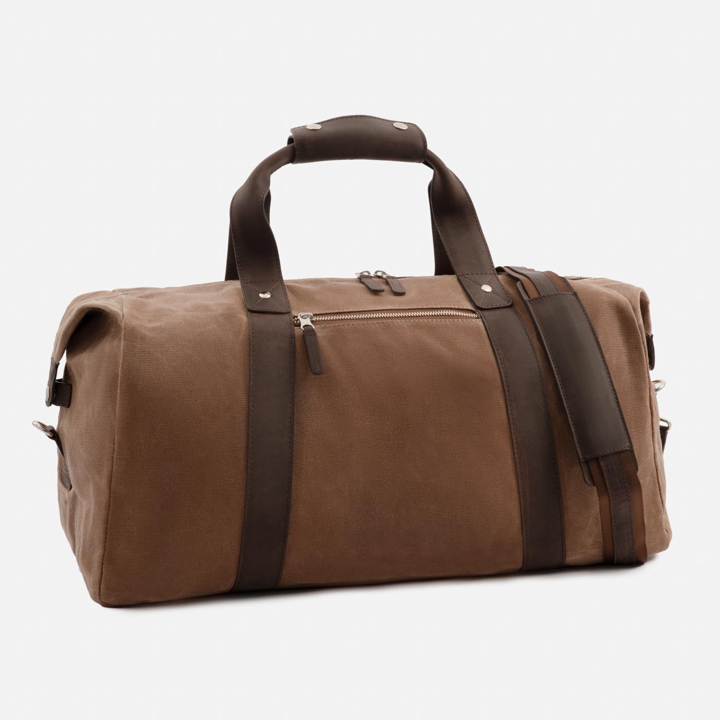 Men's Waxed Canvas Duffel Bag with Leather Accents